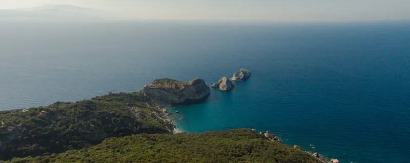 The north coast of Skiathos from above